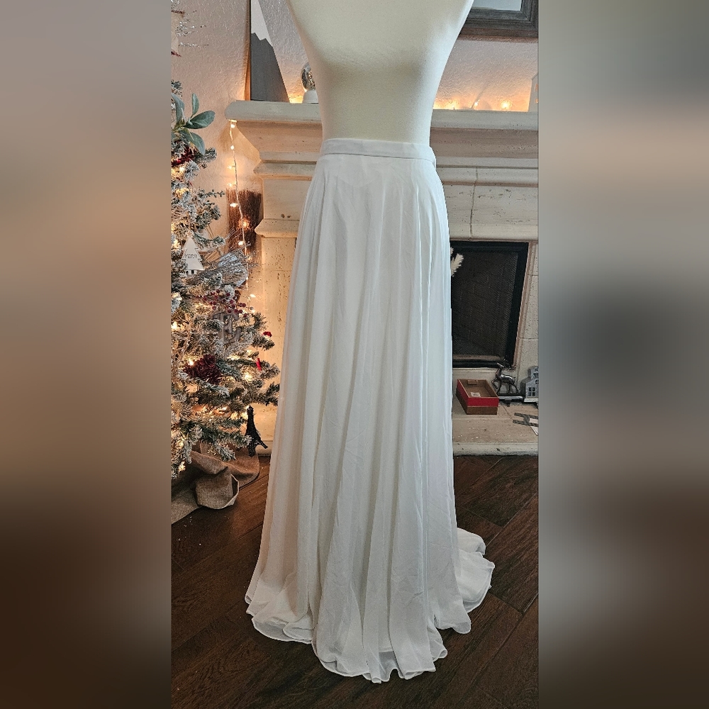 Jenny Yoo Elegant White Maxi Skirt